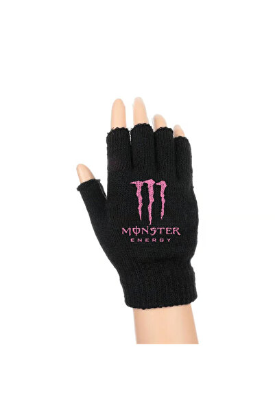DEEFWEAR Mănuși de cuplu cu decupaj negru unisex cu imprimeu Monster Energy