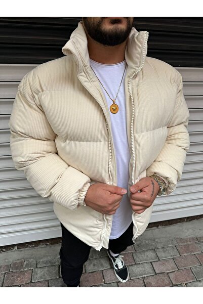 Parsmen KADİFE FİTİLLİ BEJ ŞİŞME MONT