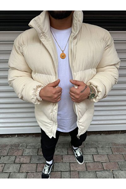 Parsmen KADİFE FİTİLLİ BEJ ŞİŞME MONT