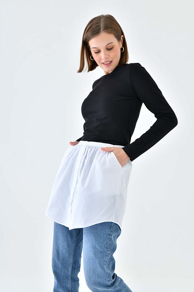 mirach White Pocketed Shirt Skirt |   Stylish and Comfortable Use with Inner Skirt and Shirt Look Design