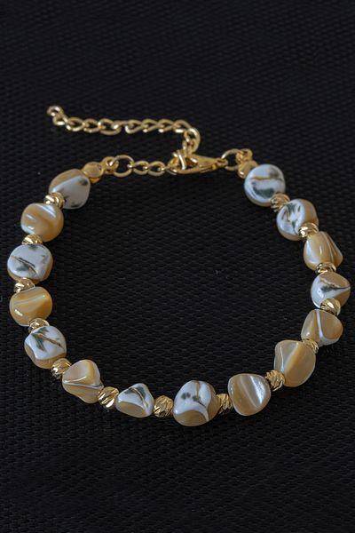 Tesbih Atölyesi Certified Brown Mother-of-Pearl Stone Bracelet - Adjustable