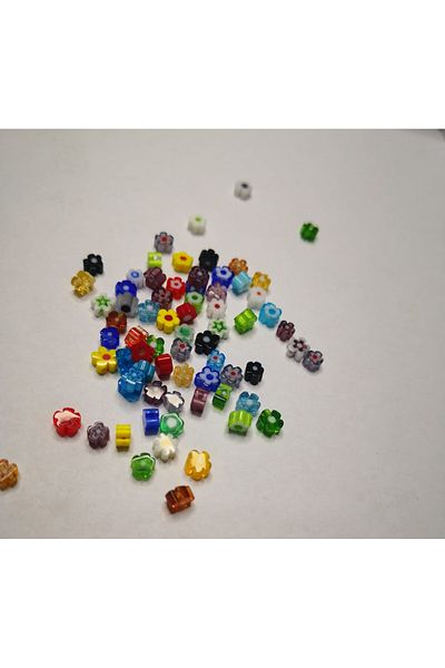 PASAMİA Flower Patterned Colorful Beads 5 mm 50 Pieces