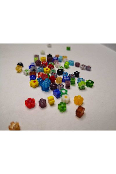 PASAMİA Flower Patterned Colorful Beads 5 mm 50 Pieces