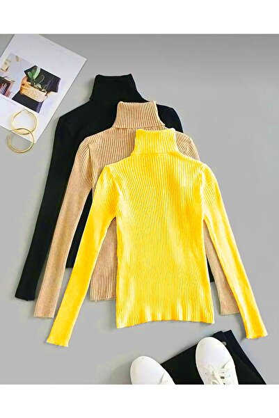 JAKARLI Pulover unisex, 3 piese, din bumbac, cu gât roscat