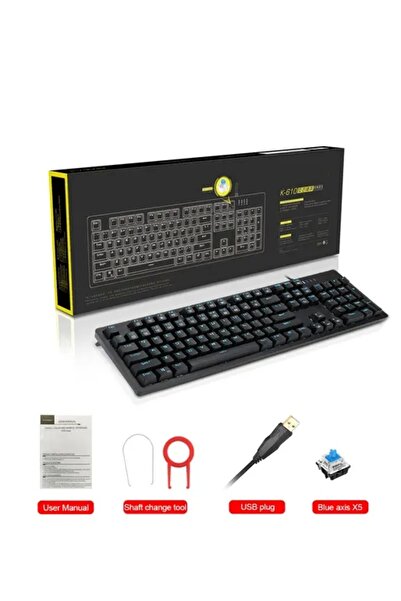 e-yooso K610 Mekanik Klavye Yanlar Rainbow Arka Işık Mavi Outemu Blue Switch Klavye