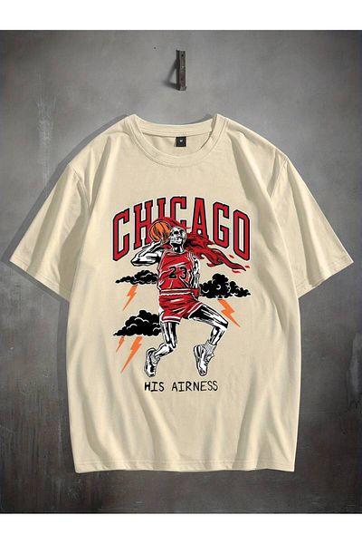 NOFLEN Μπλουζάκι Unisex Chicago Printed Oversize 100% βαμβάκι