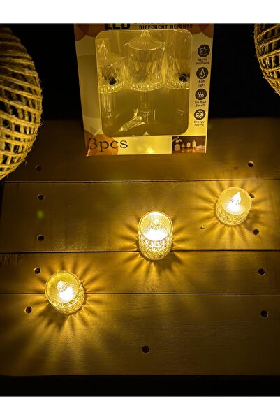 cantekin 3lü led mum dekoratif