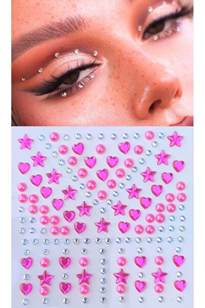 Giraffe Sticker Pembe Inci, Yıldız, Kalpli Model 159 Adet Işıltılı Yüz Ve Vüc...