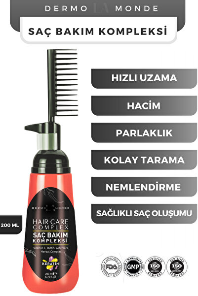 DermoMonde Hair Care Complex Keratin-Biotin-Jojoba İçeren Özel Tarak Başlıklı...