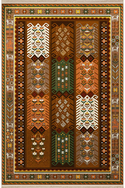 Rugs Modern Halı Σκούρος τόνος πολύχρωμο έθνικ σχέδιο με μοτίβο vintage διακο...