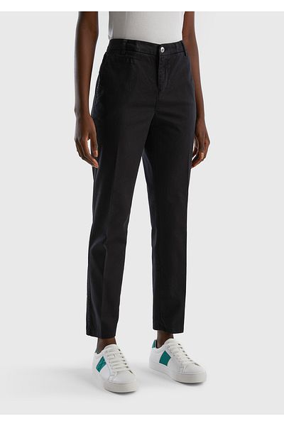 United Colors of Benetton Black Elastane Basic Women's Chino Pants