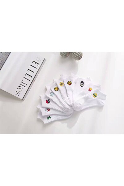 WORTHY SOCKS Set de 8 șosete scurte pentru femei, distractive, cu glezne brod...