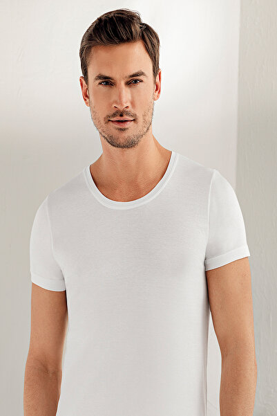 Şahinler Erkek Beyaz Modal Kısakol Atlet ME129