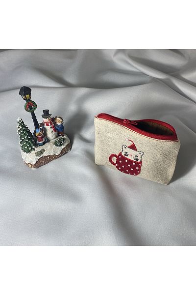 Handream Cute Cat Christmas Themed Handmade Wallet/Multipurpose/Gift Bag in a Mug