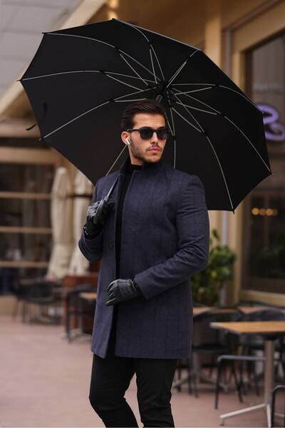 hello7 Navy blue plaid coat NEW SEASON