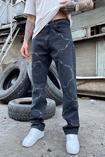 HAFKAGİYİM Füme Barbed Wire Loose Fit Jean