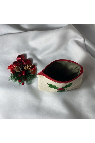 Handream 3-Leaf Kokina Christmas Flower Themed Handmade Wallet/Multi-Purpose/Gift Bag