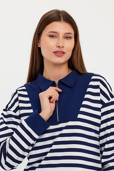 Avones Rochie midi tricotată cu fermoar cu guler polo (lungime 95 cm)