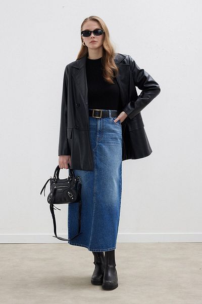 Manuka DENIM PENCIL SKIRT DARK BLUE