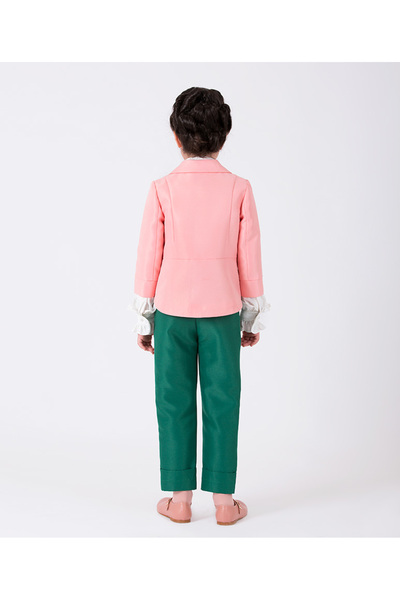 GOOSE Kız Çocuk Klasik Tek Düğmeli Kruvaze Yaka Pembe Ceket