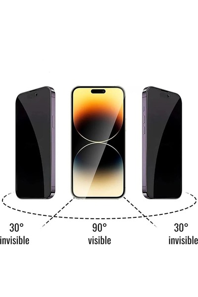 ZETT iphone 14 Uyumlu (14) Privacy Hayalet Temperli Cam Ekran Koruyucu - Anti...
