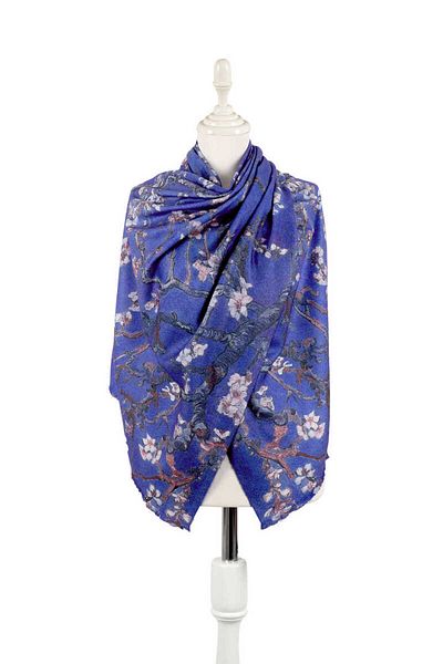 Bursa İpek Saks Almond Flower Pattern Winter Shawl