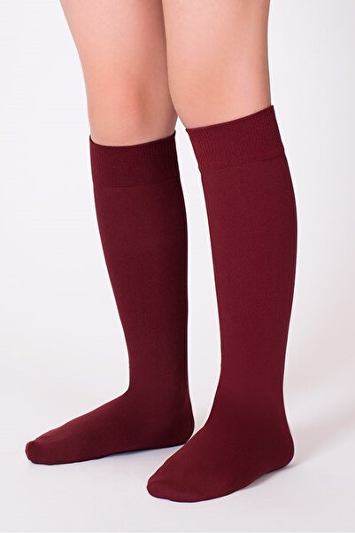 GOOSE Diz Altı Bordo Kız Çocuk Çorap