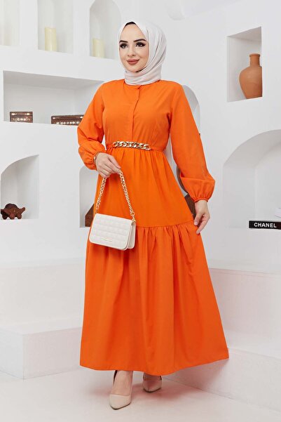 marwella Mabel Zincirli Elbise - Oranj