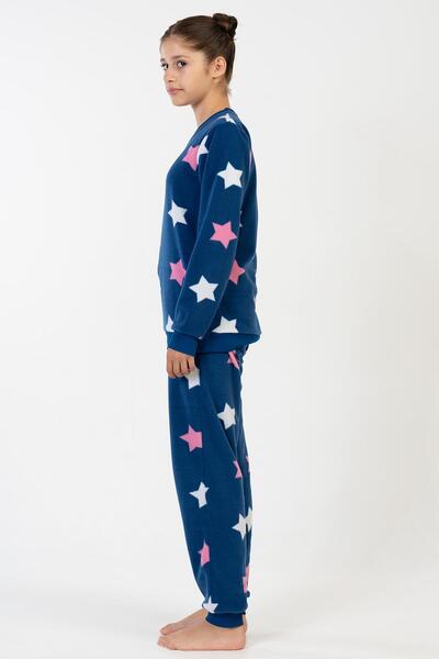 VİENETTA Kız Çocuk Uzun Kol İndigo Polar Pijama Takımı C2T0N9O023