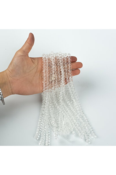 yfhobi 1 DİZİ (40 cm - 70 Adet) - 8 mm YASSI KRİSTAL CAM BONCUK, ŞEFFAF RENK ...