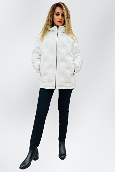 Kayra Desenli Kapuşonlu Mont 27012-24