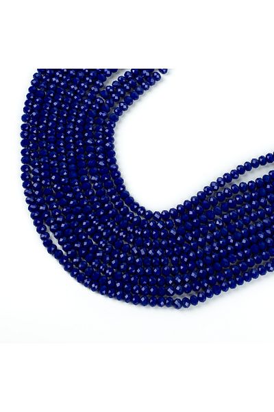 yfhobi 1 STRING (40 cm - 70 Pieces) - 8 mm FLAT CRYSTAL GLASS BEADS, MATTE PARLIAMENT BLUE COLOR BEAD STRING