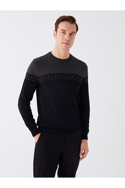 LC Waikiki Pánský pletený svetr - dlouhý rukáv, výstřih