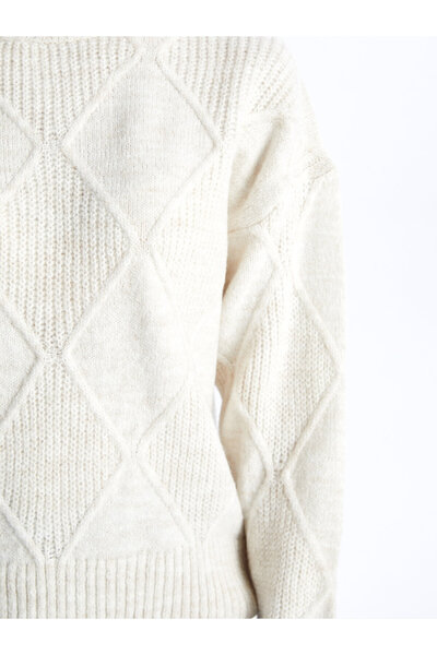 LC Waikiki Dámský úpletový svetr s dlouhým rukávem s vlastním vzorem