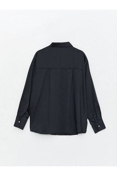 LC Waikiki Obyčejná saténová dámská košile oversize s dlouhým rukávem