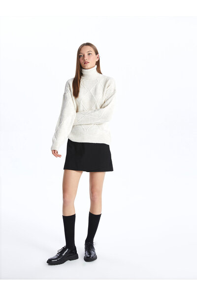 LC Waikiki Dámský úpletový svetr s dlouhým rukávem s vlastním vzorem