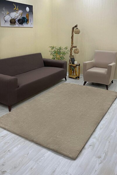 Sahaneev halı örtüsü welsoft kumaş VİZON RENK (DÜZ MODEL)