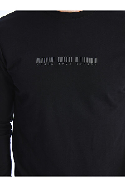 LC Waikiki Bisiklet Yaka Uzun Kollu Baskılı Erkek Sweatshirt