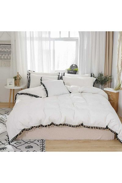 eyma home Tasseled Double Duvet Cover Set 4 pieces