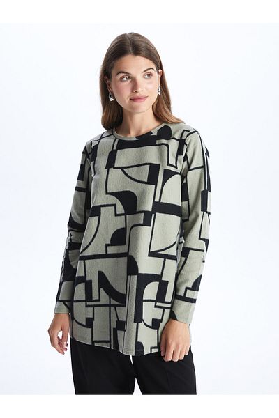 LC Waikiki Patterned Crew Neck Long Sleeve Women's Tunic