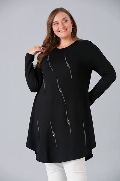 Butik Ayseba Kadın Taşlı Şık Kristal Kumaş Uzun Tunik