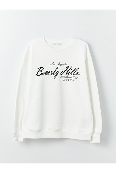 LC Waikiki Dámská mikina Oversize Crew Neck s dlouhým rukávem – potištěná