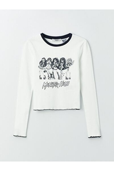 LC Waikiki Γυναικείο T-shirt με μακρυμάνικο Crop με λαιμόκοψη