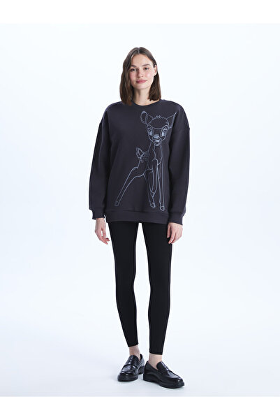 LC Waikiki Oversize dámská mikina Crew Neck Bambi s dlouhým rukávem