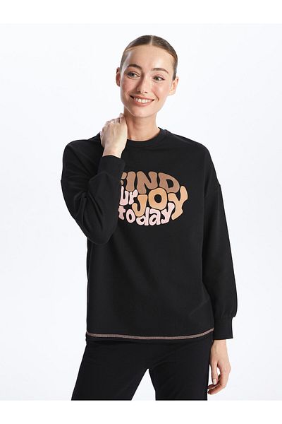 LC Waikiki Long Sleeve Printed Crew Neck Women's Pajamas Top