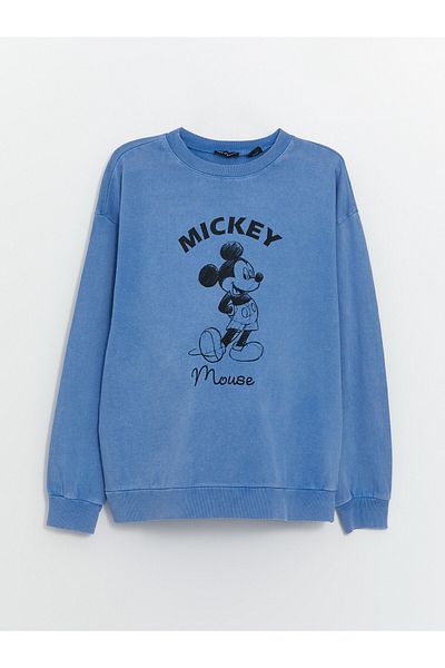 LC Waikiki Tehotenská mikina s dlhým rukávom s potlačou Mickey Mouse Crew Neck