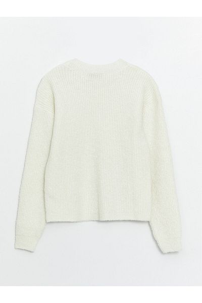 LC Waikiki Damen-Strickpullover – Rundhalsausschnitt, solide lange Ärmel