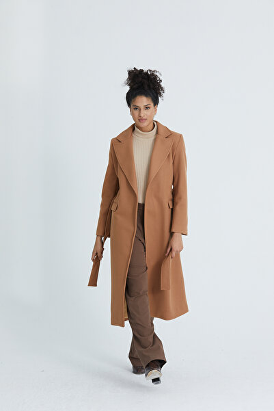 Soydan Güner Dlouhý kabát Sash Tie Stamp hnědý 1300