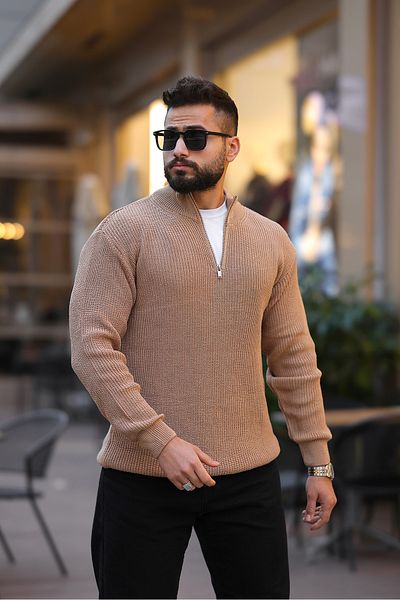 BASEL.CO Pulover cu fermoar din tricot gros