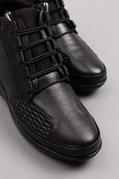 Gondol Hakiki Deri Anatomik Taban Kemik Çıkıntısına Özel Bot at.1454 - Siyah - 39